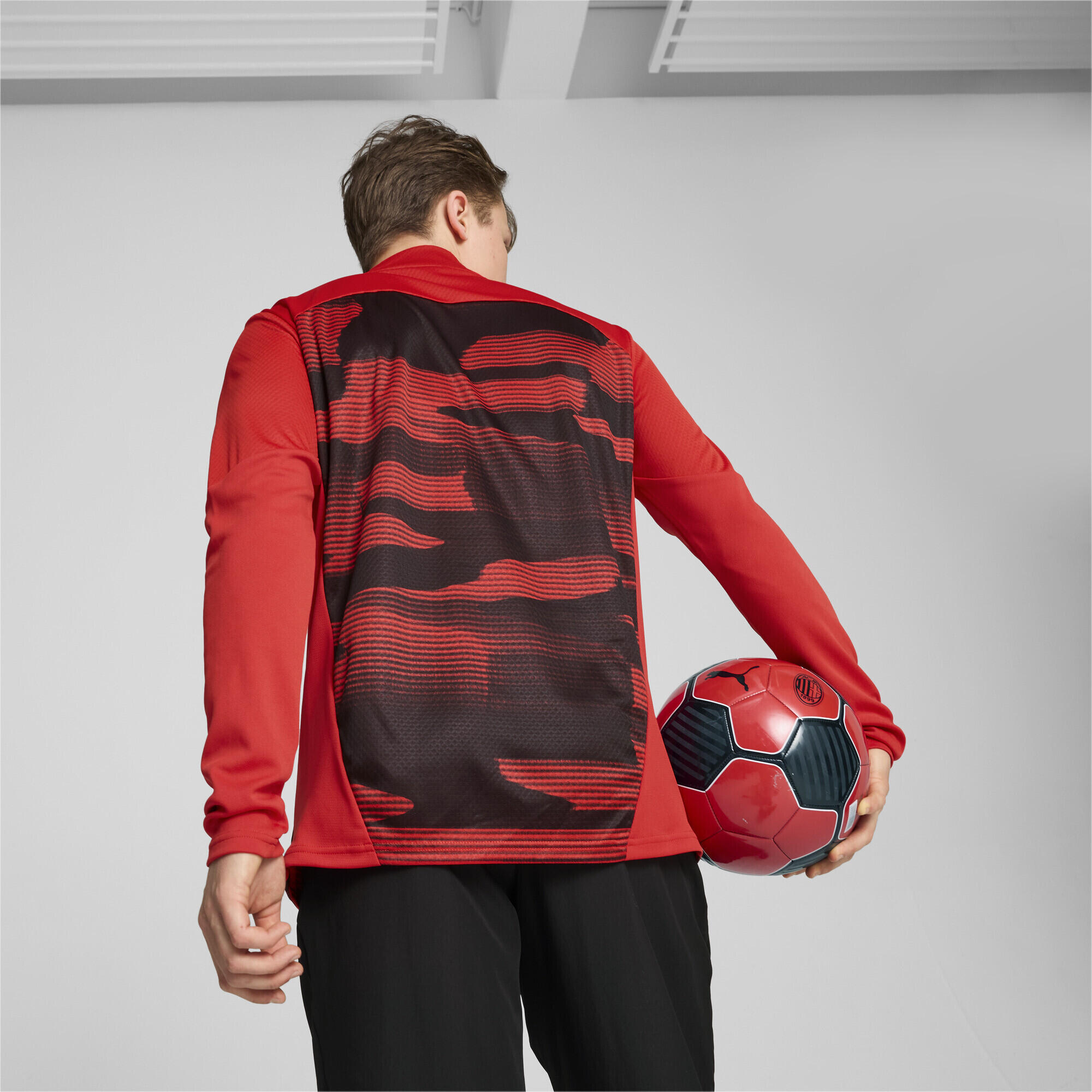 Haut d'avant-match à 1/4 zip AC Milan Homme PUMA For All Time Red Black 5/7