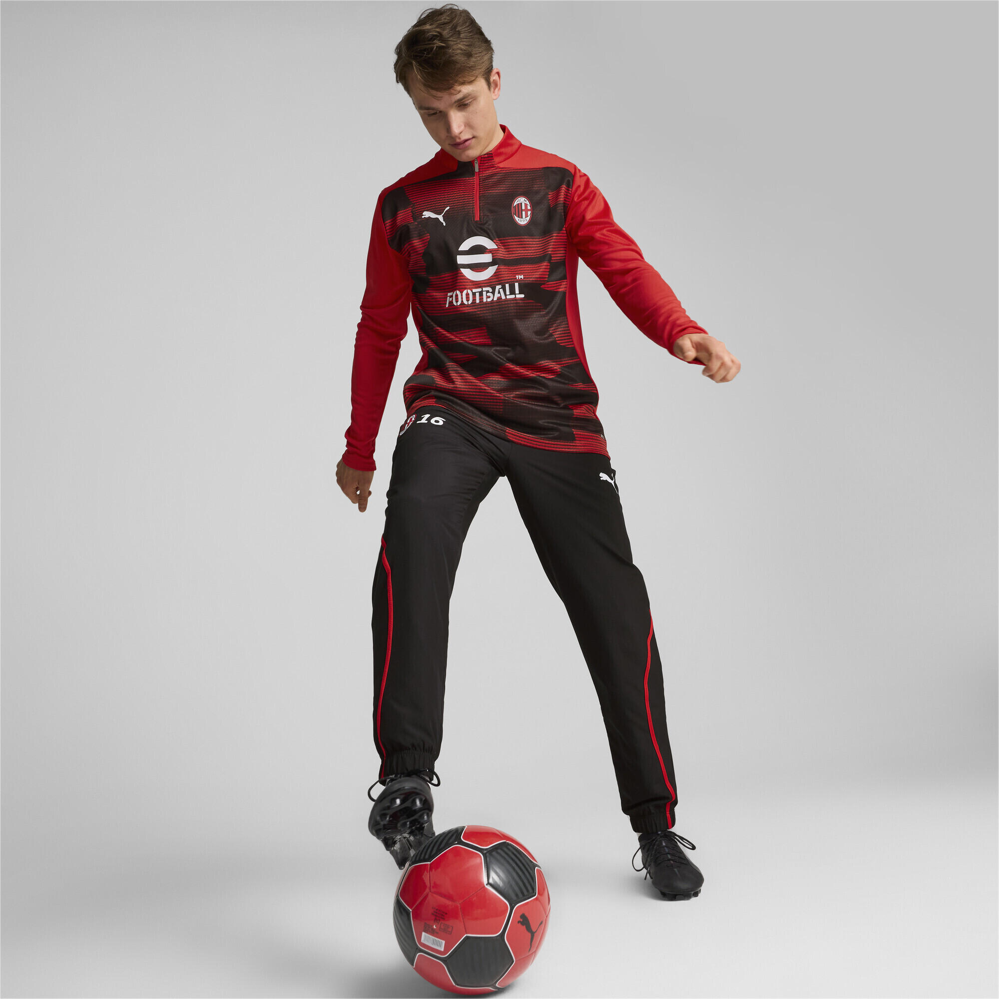 Haut d'avant-match à 1/4 zip AC Milan Homme PUMA For All Time Red Black 4/7