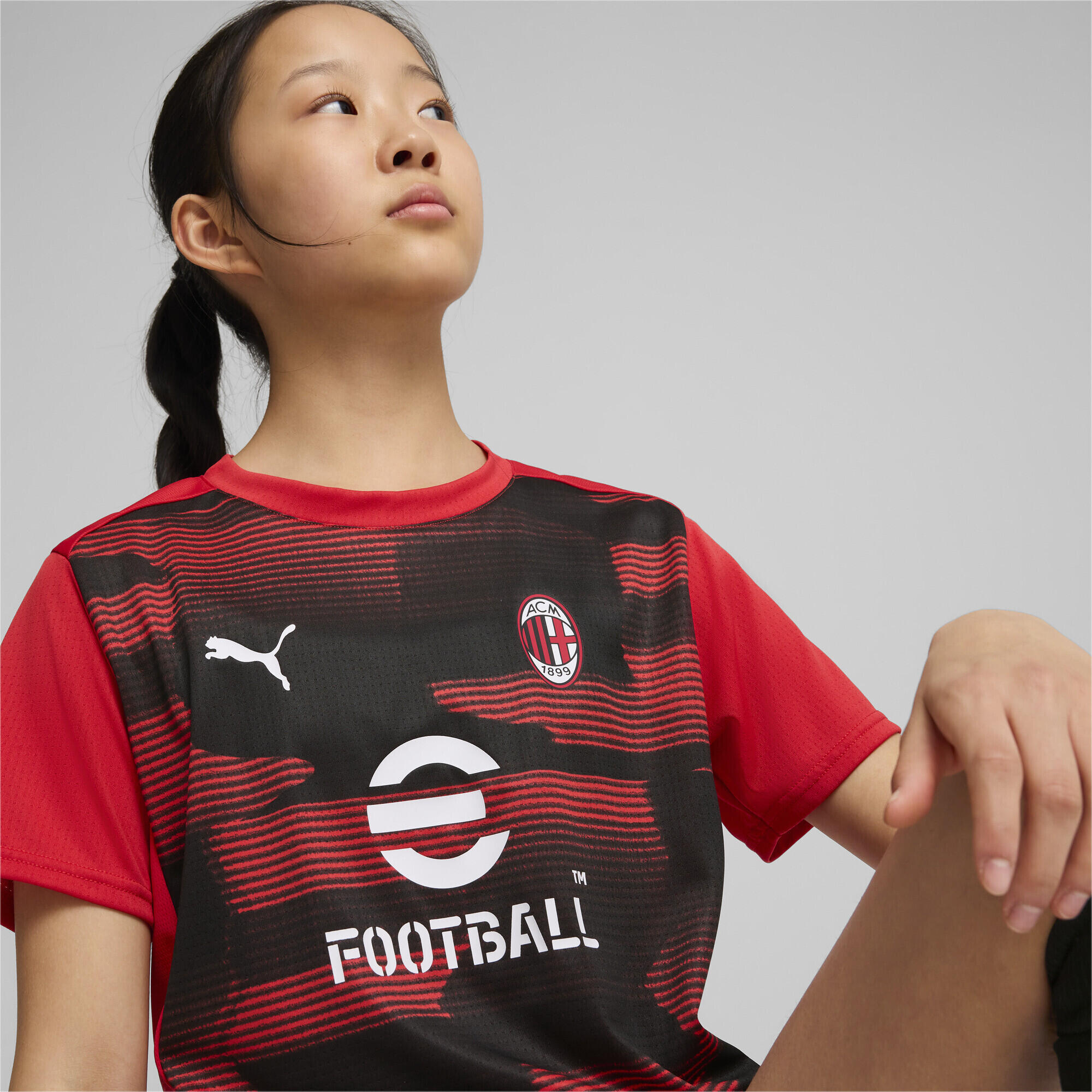 Maglia a maniche corte pre-partita AC Milan per ragazzi PUMA 3/7