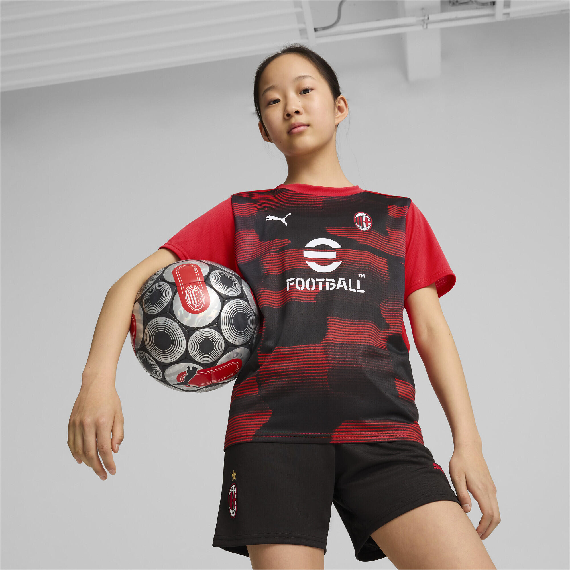 Maglia a maniche corte pre-partita AC Milan per ragazzi PUMA 2/7