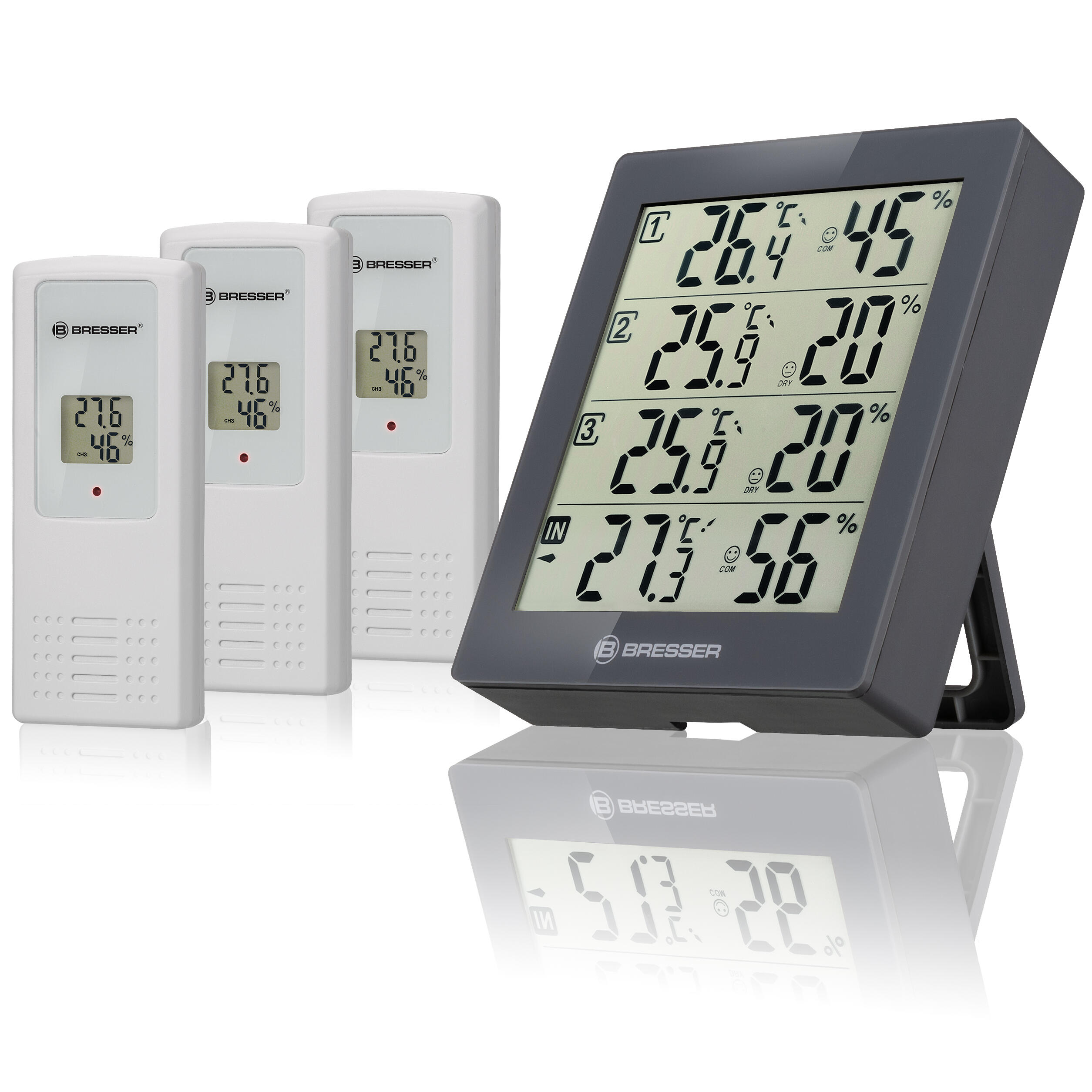 BRESSER Termometro e igrometro + 3 sensori Bresser - Grigio