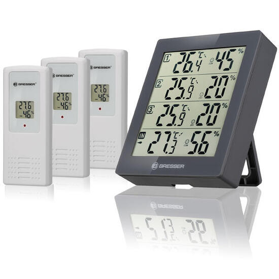Thermo- / Hygrometer Quadro mit 3 Außensensoren w.