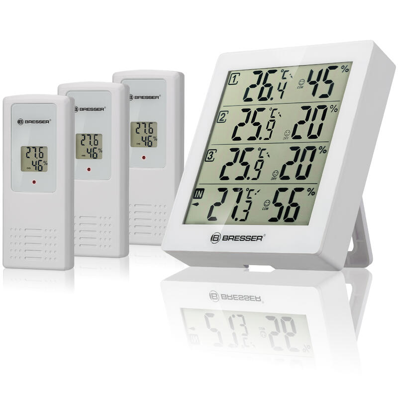Estacion Meteologica Termometro e Higrometro +3 sensores Bresser - blanco