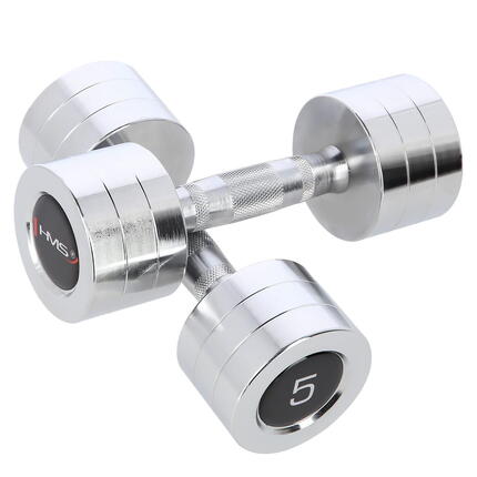 Set d'haltères chromés - 2 x 5 kg