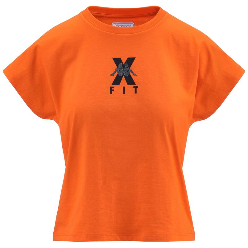 t-shirt kappa donna kombat wkt ebura arancio