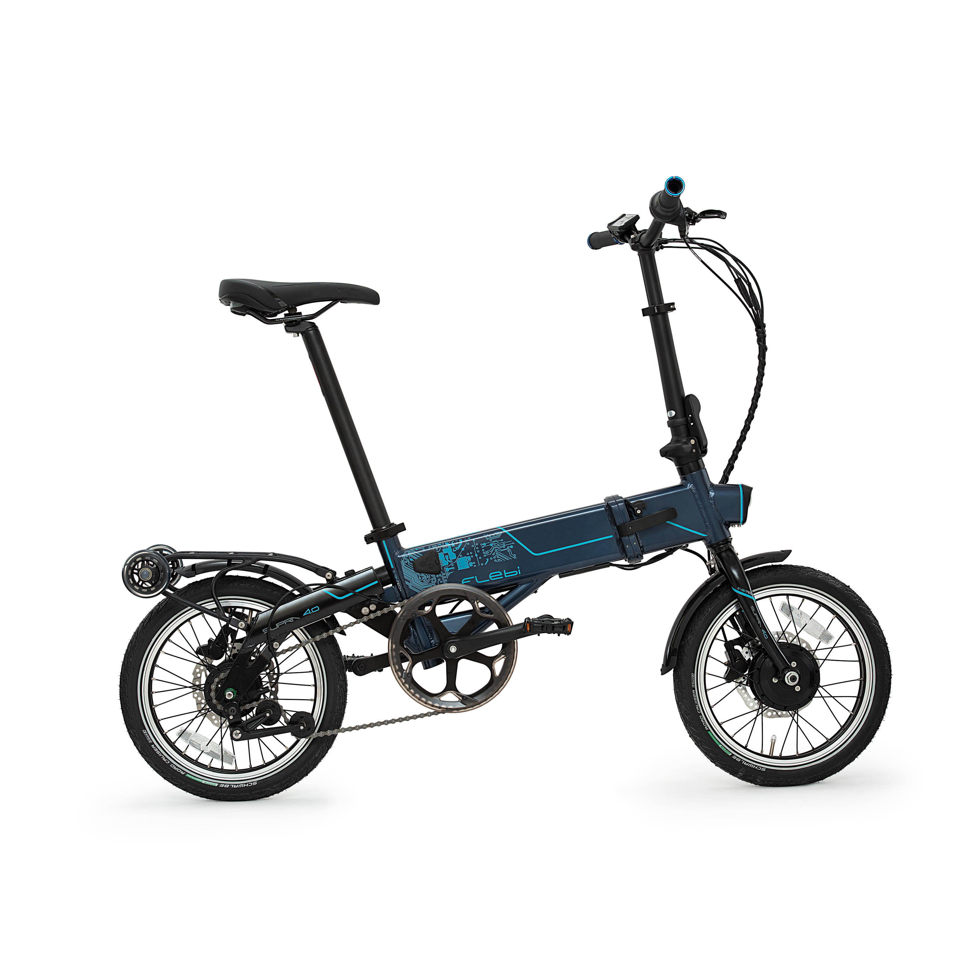 Supra 4.0+ Tech Navy folding electric bike | 16" wheels | 14Ah battery