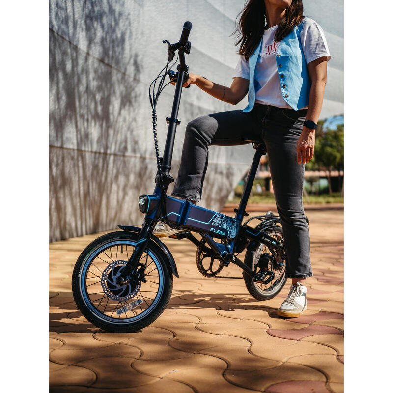 Bicicleta electrică pliabilă Flebi Supra 4.0+ Tech Navy | Roți 16” | 90km