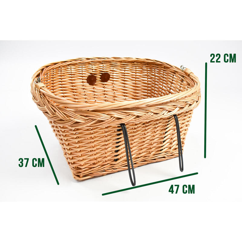 Panier de vélo avant ouvert en osier fixation guidon