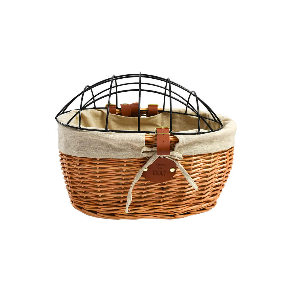 Wicker front bike basket for dog or cat