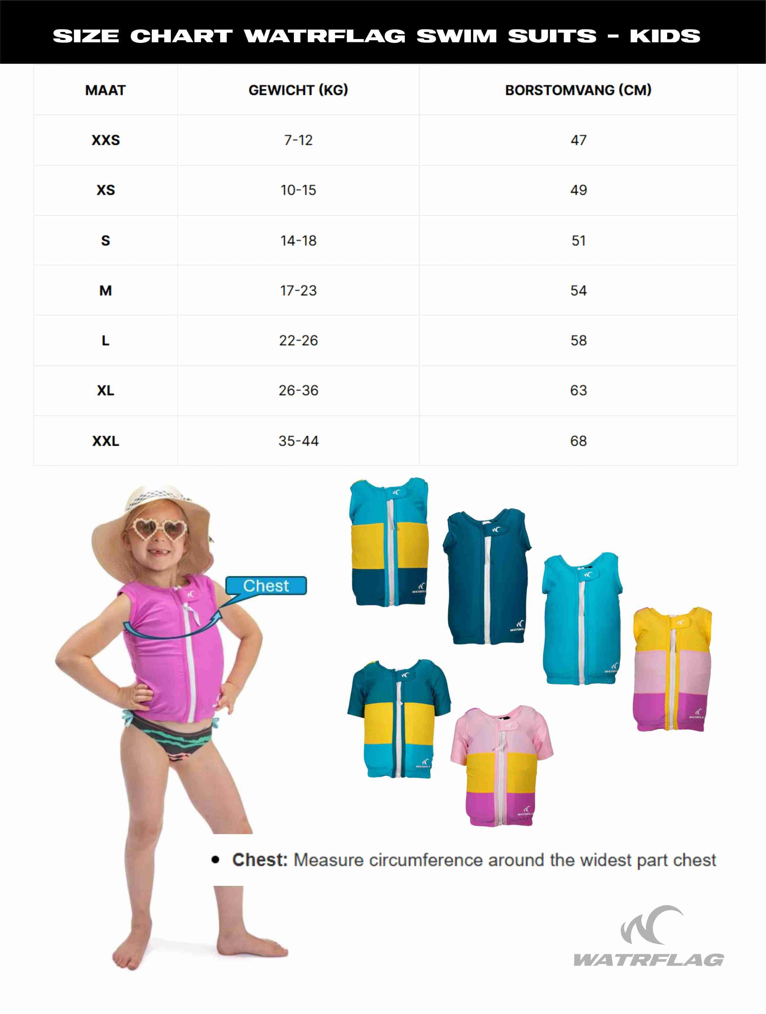 Marseille SWIMVEST - UV werend zwem/ drijfvest - Kinderen - Neopreen/Lycra 4/7