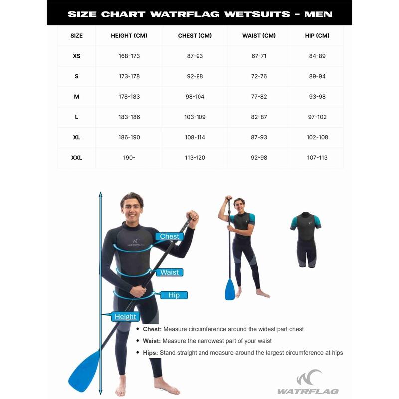 Brisbane Wetsuit for Sup Surf - Néoprène 3mm avec manches en Lycra - Homme