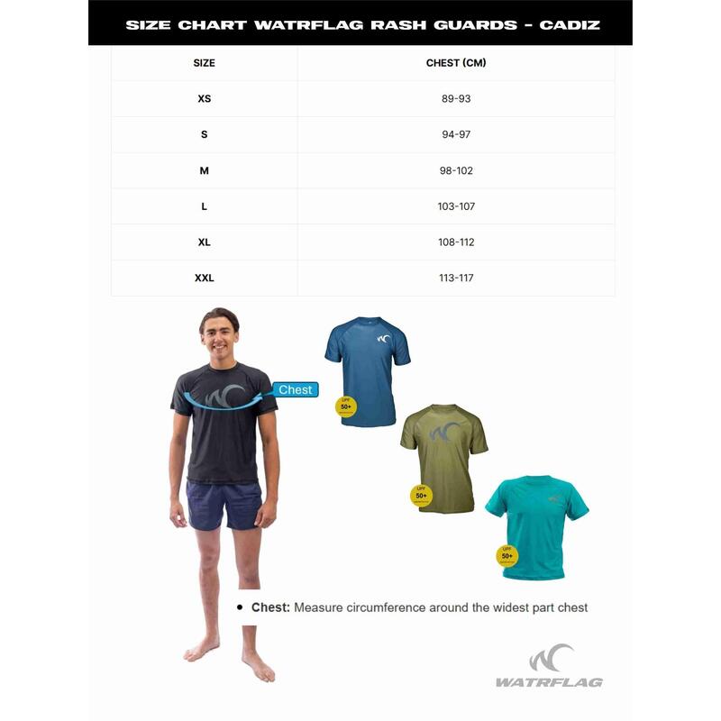 Cadiz Regular fit Rashguard UV werend - Heren - Watershirt UPF50+