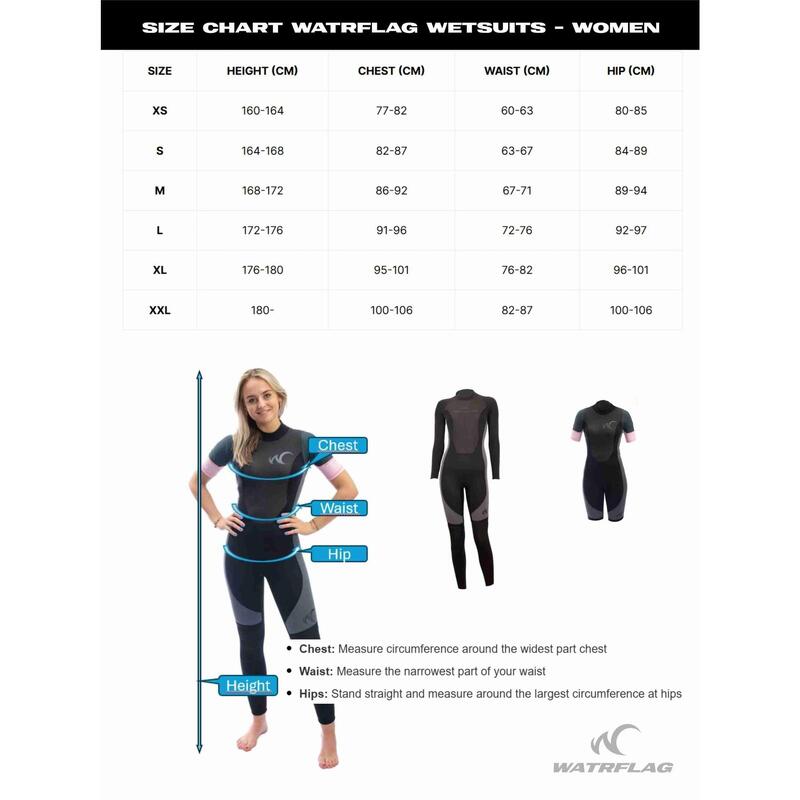 Perth Wetsuit voor Sup Surf - 3mm Premium Neopreen met Lycra mouwen - Dames