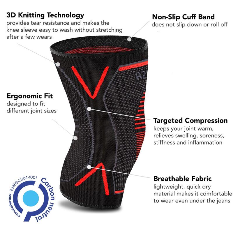 Genouillère Sport de Compression (x2) Genou pour Douleurs Articulaires (M)