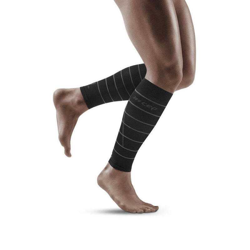 男士反光壓力護膝套 (一對) - 黑色