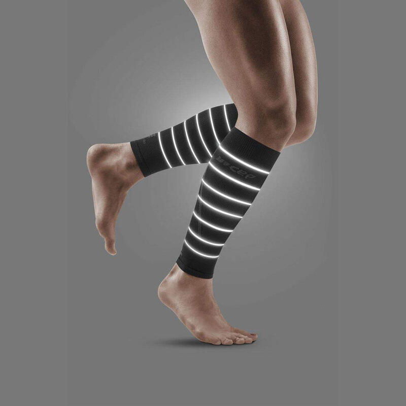 男士反光壓力護膝套 (一對) - 黑色