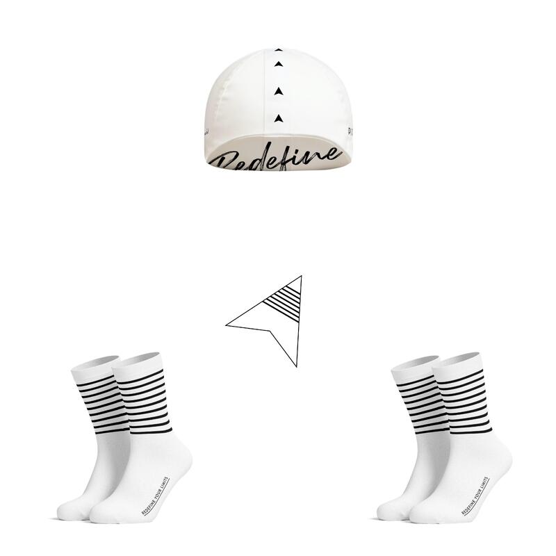 Lot de chaussettes et casquette de vélo de route PIPPO Amsterdam noir et blanc