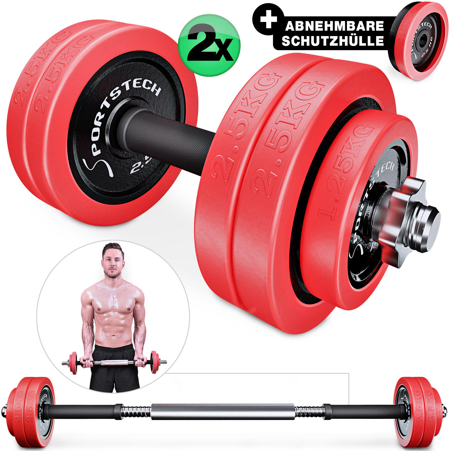 SPORTSTECH Sportstech Dumbbell AH300, afneembare siliconen kappen