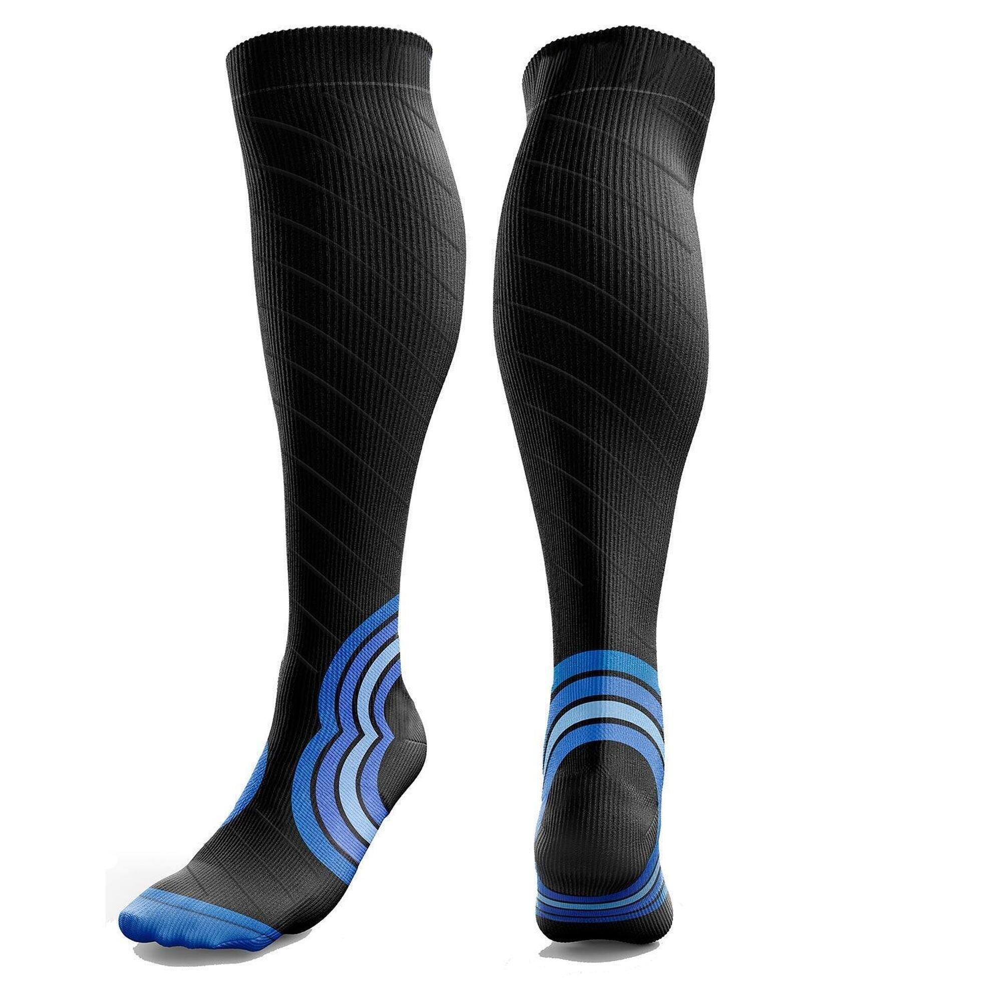 Azengear - Chaussette De Compression Femme Et Homme (20-30mmhg Classe 2) (bleue, L-xl) - Chaussettes De Compression - Bleu|noir - Decathlon