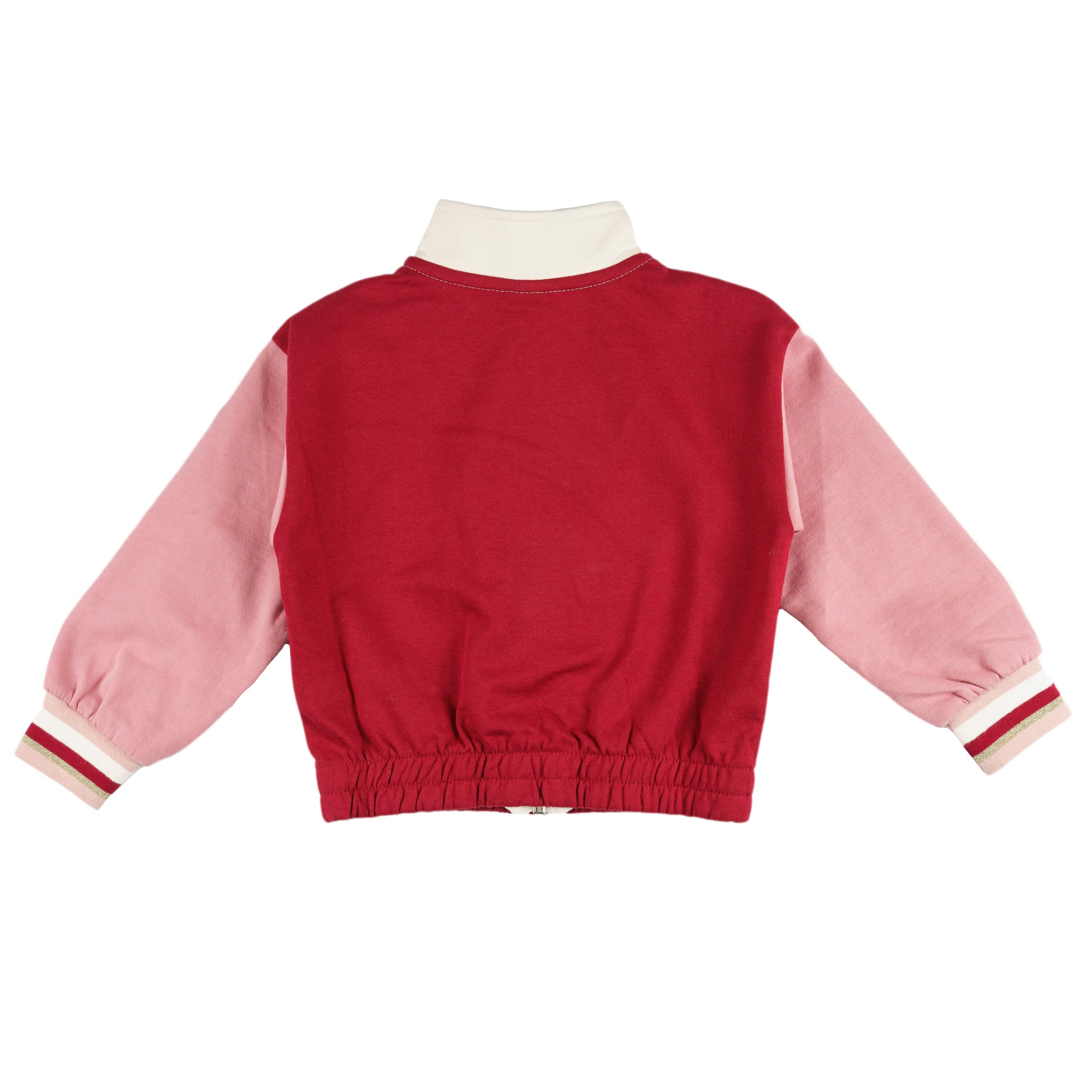 Chaqueta deportiva niña color block frambuesa | Con cremallera 2/3