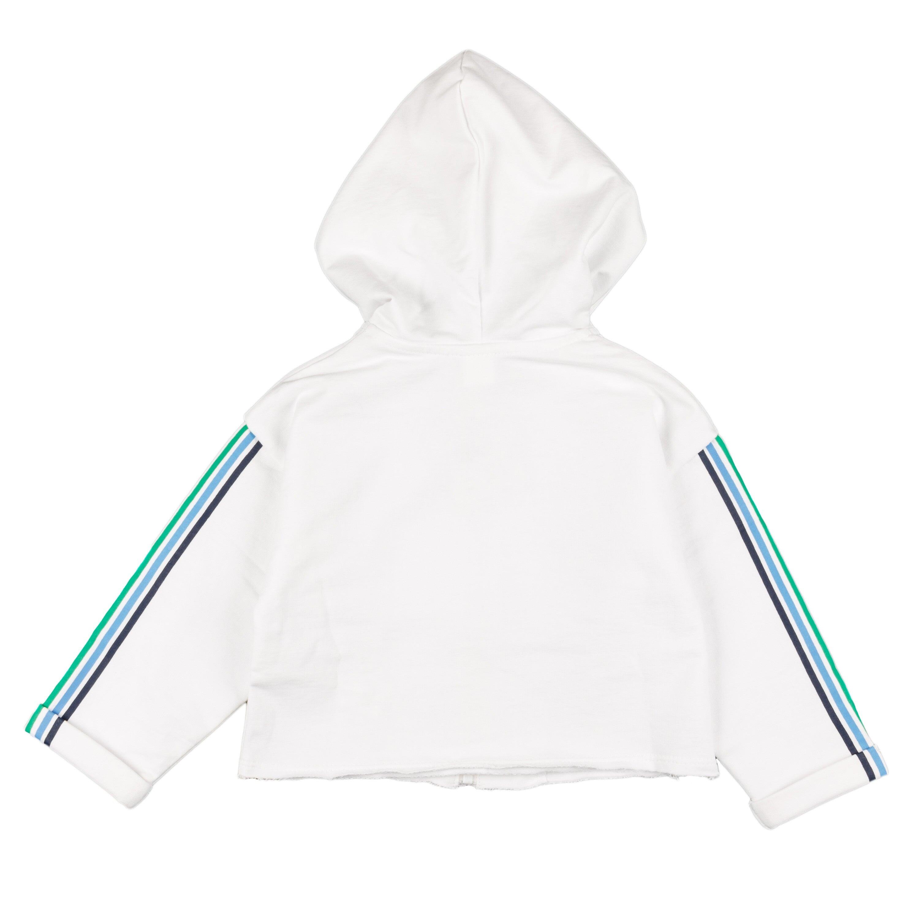 Moletom branco aberto para meninas com 4/4