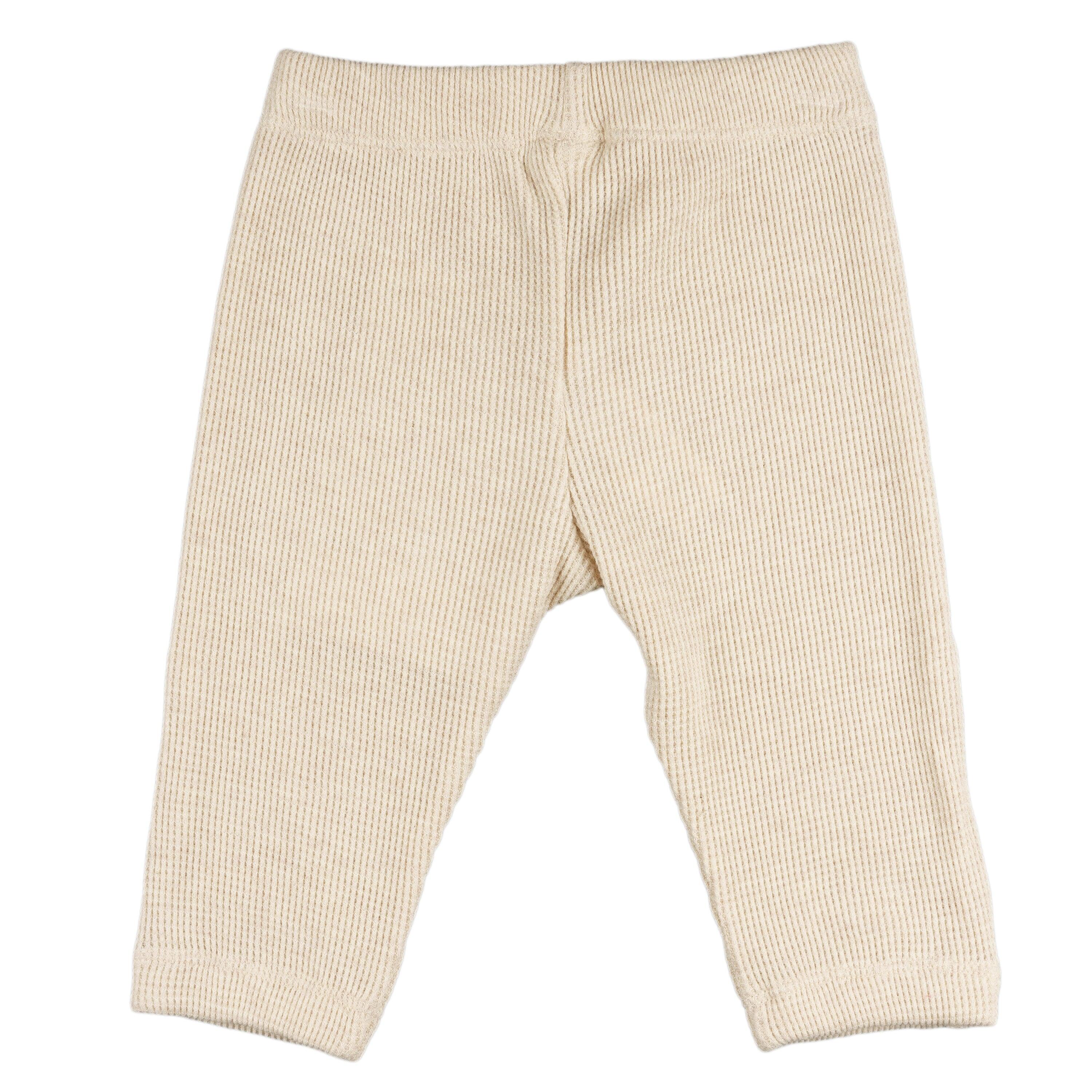 Pantalón de bebé niño en punto waffle color crudo 4/4