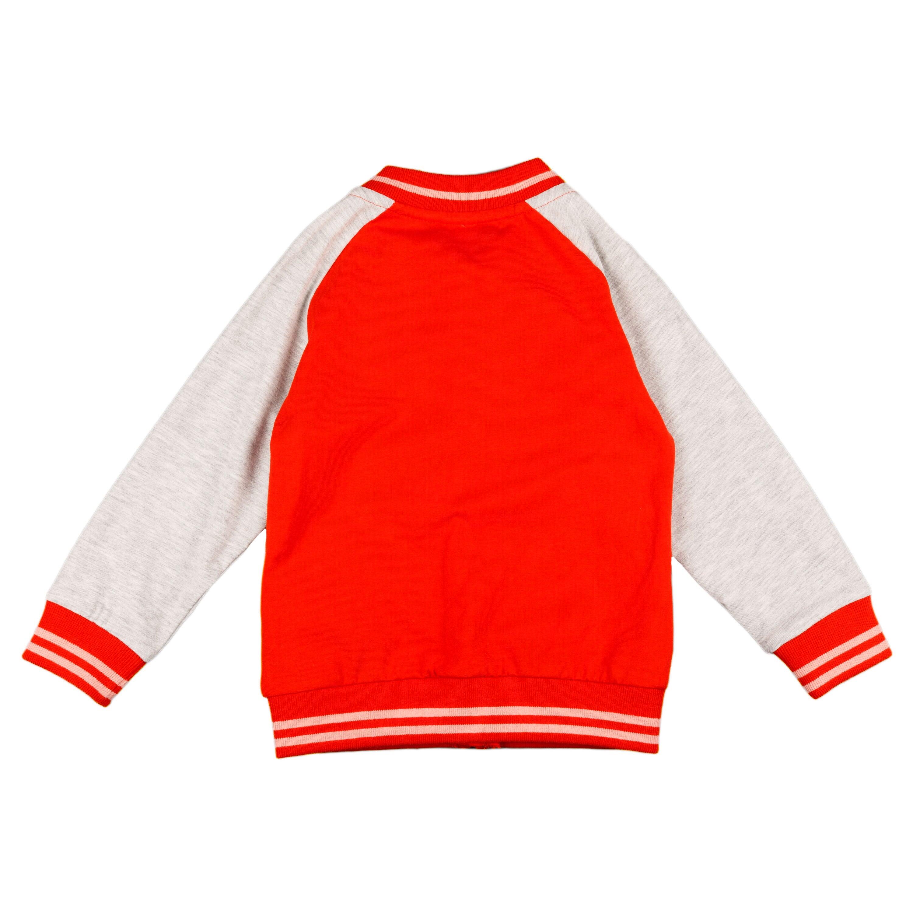 Moletom vermelho com zíper para meninas com bordado de 5/5