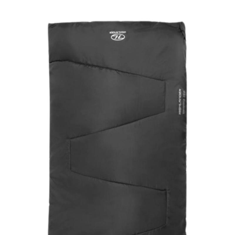 HIGHLANDER Saco de dormir para caminhada/acampamento/bivaque SLEEPLINE - 2 estações - Preto