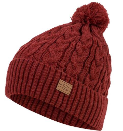 HIGHLANDER Highlander Beira Lined Bobble Hat Dark Red