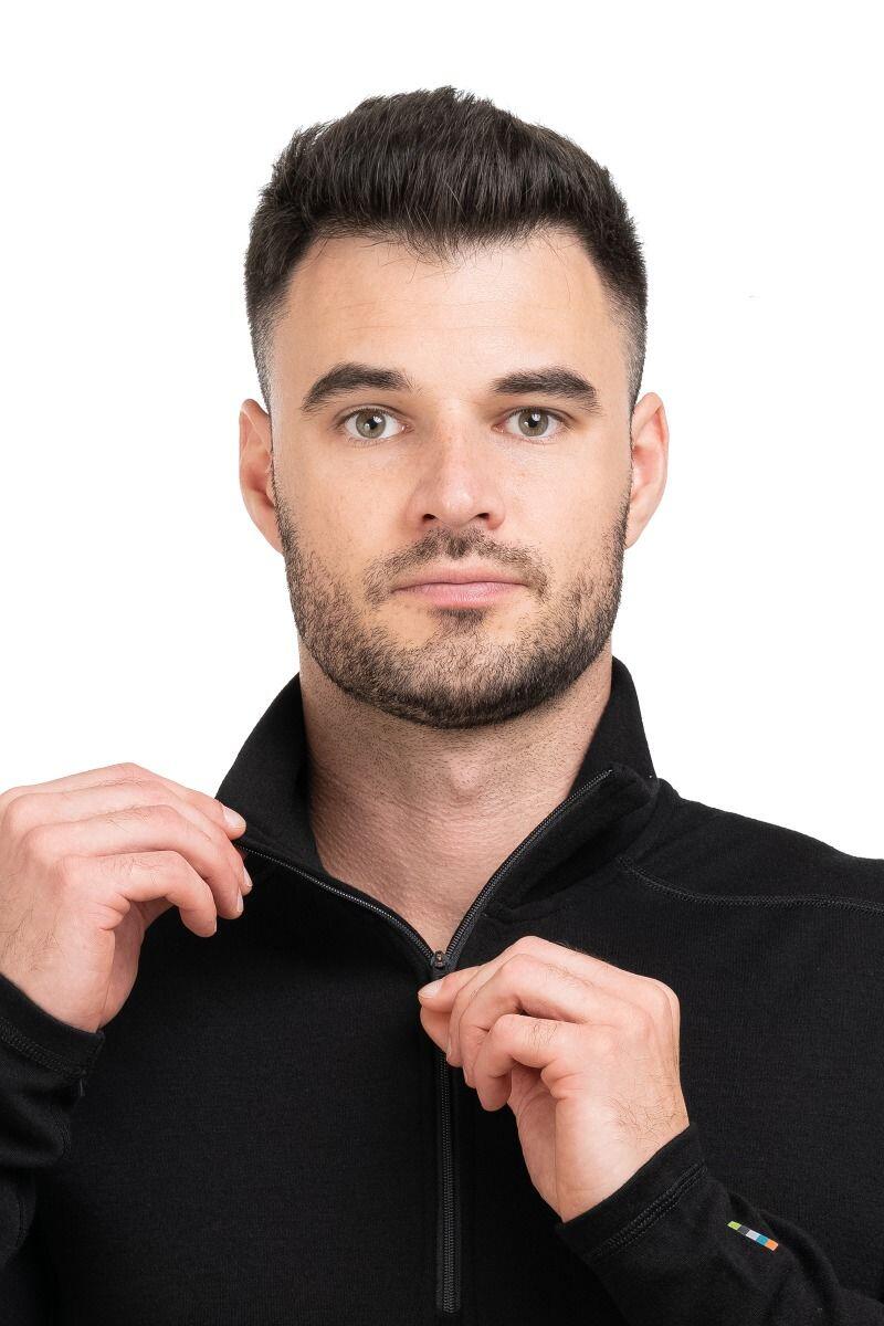 Maglia termica uomo Smartwool Classic Merino Base Layer 1/4 Zip nero S 3/4
