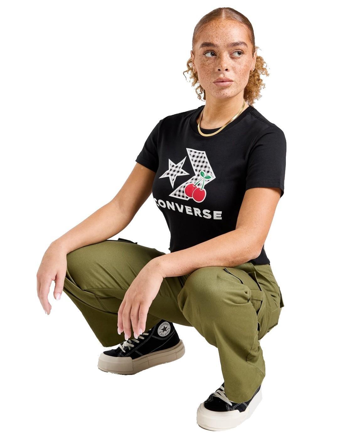 Chemise pour femme Converse Cherry star chevron Noir 4/4
