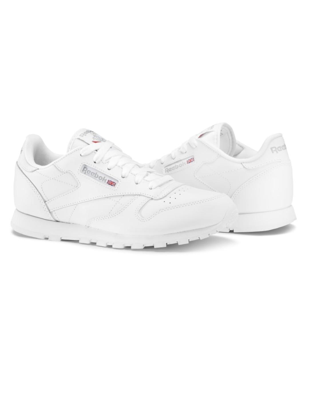 Chaussures pour enfant Reebok Classic en cuir blanc. 2/7