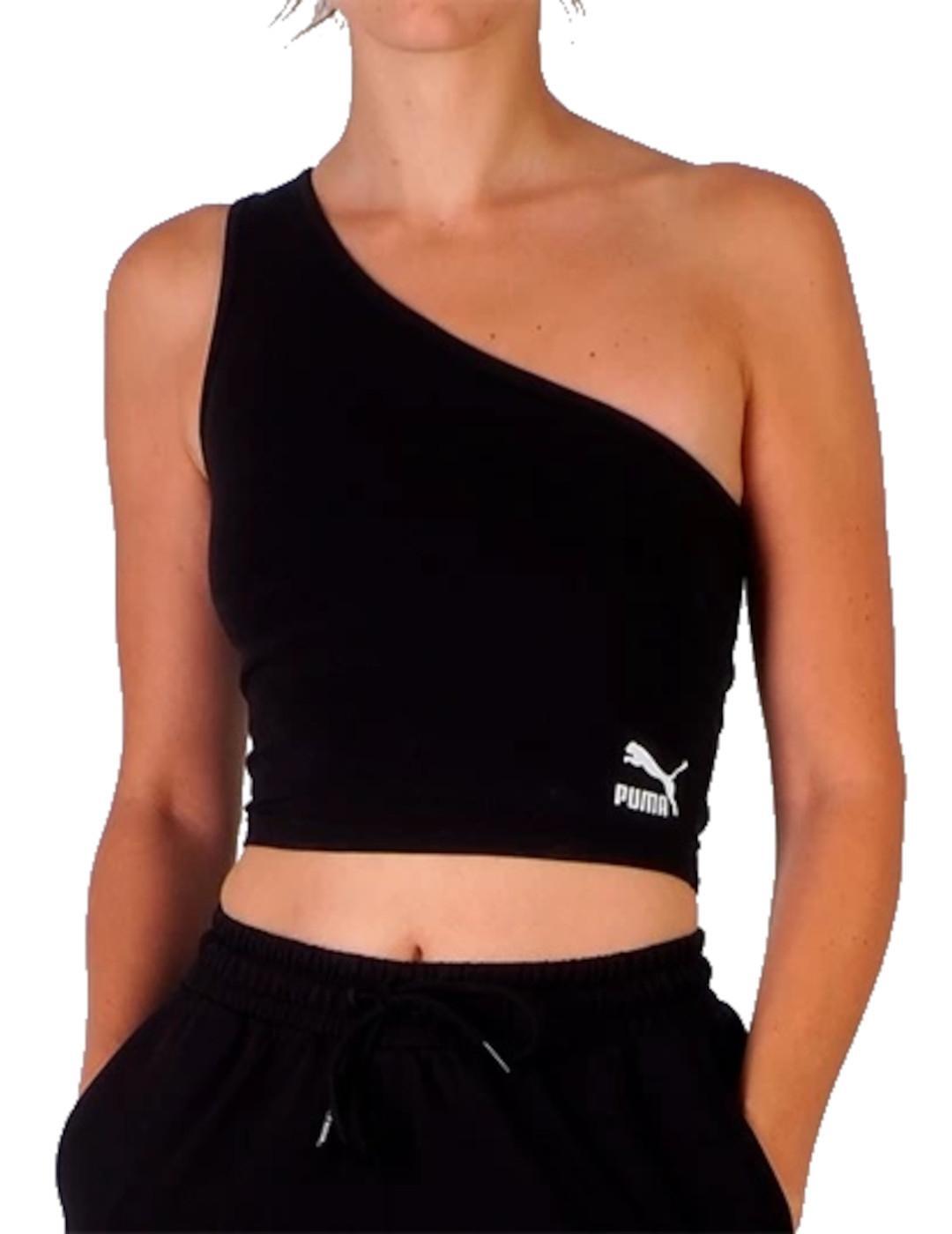 Top pour femme Puma asymétrique bandeau noir 3/4