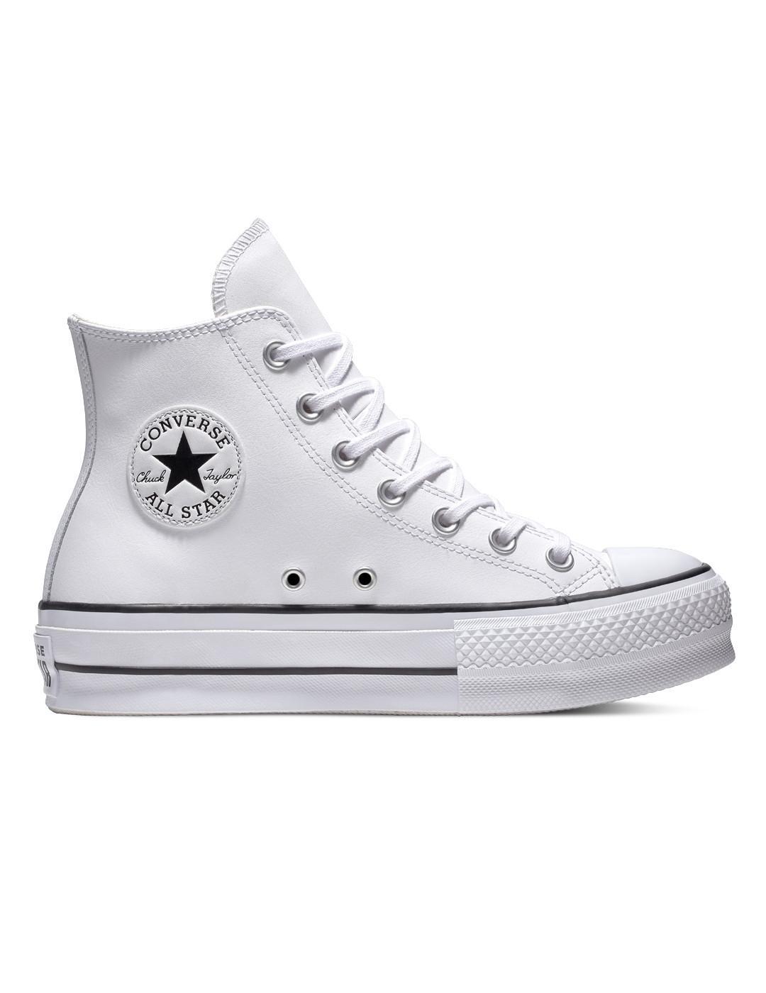 Sneakers Femme Converse All Star Lift en Cuir Blanc 5/6