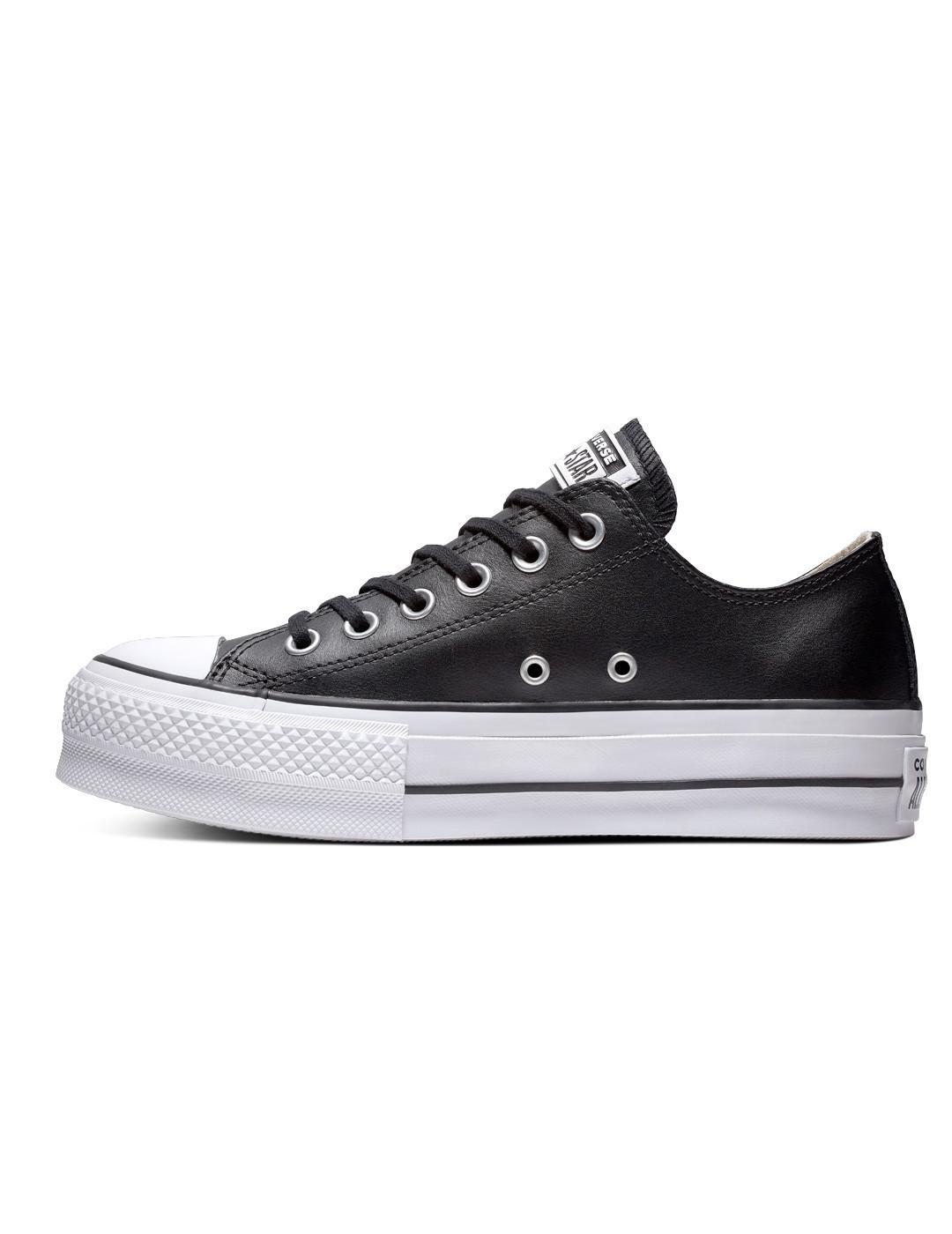 Baskets pour femmes Converse All star lift clean en cuir noir 2/7