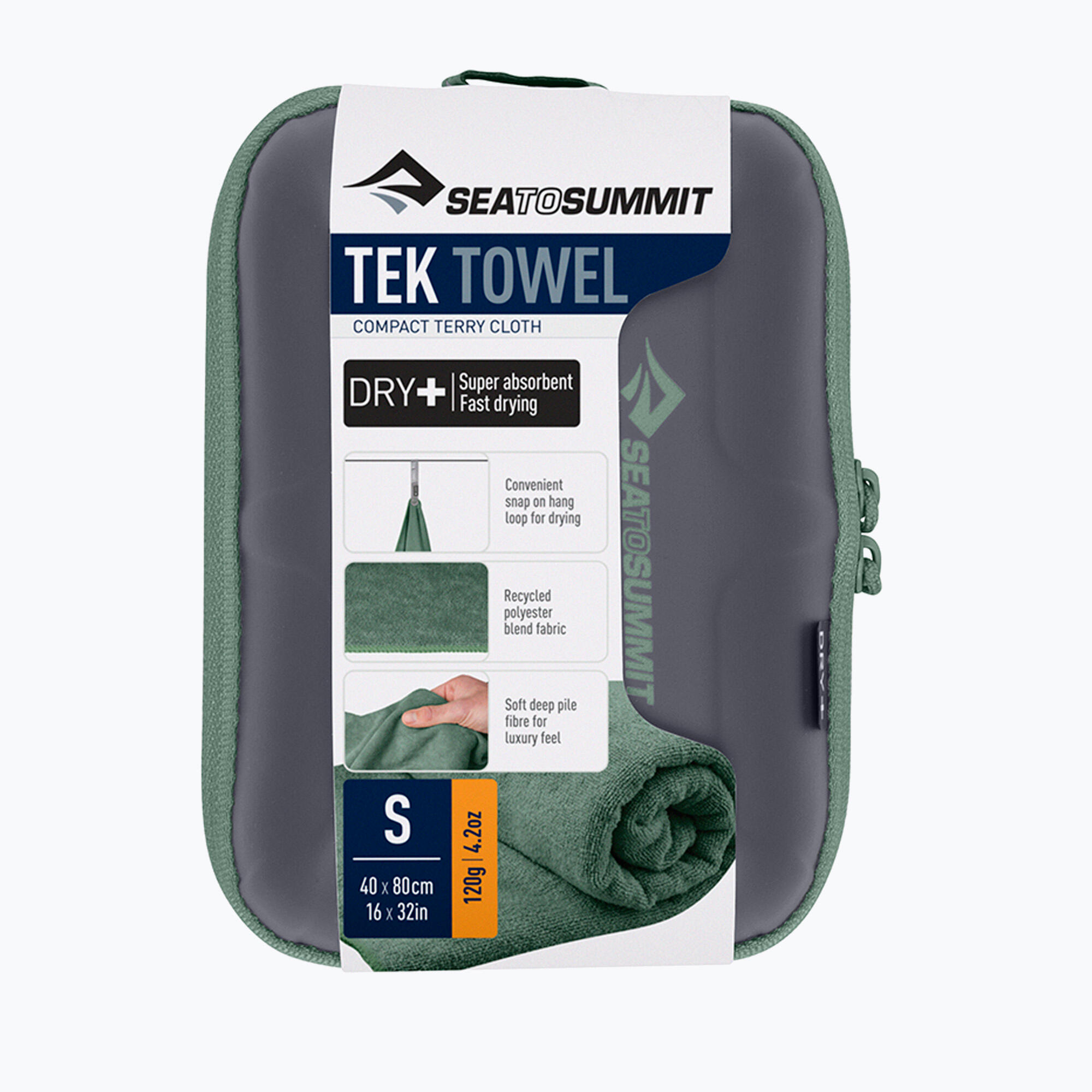 Tek Towel S Sage – serviette micro-fibre 40 × 80 cm 3/7