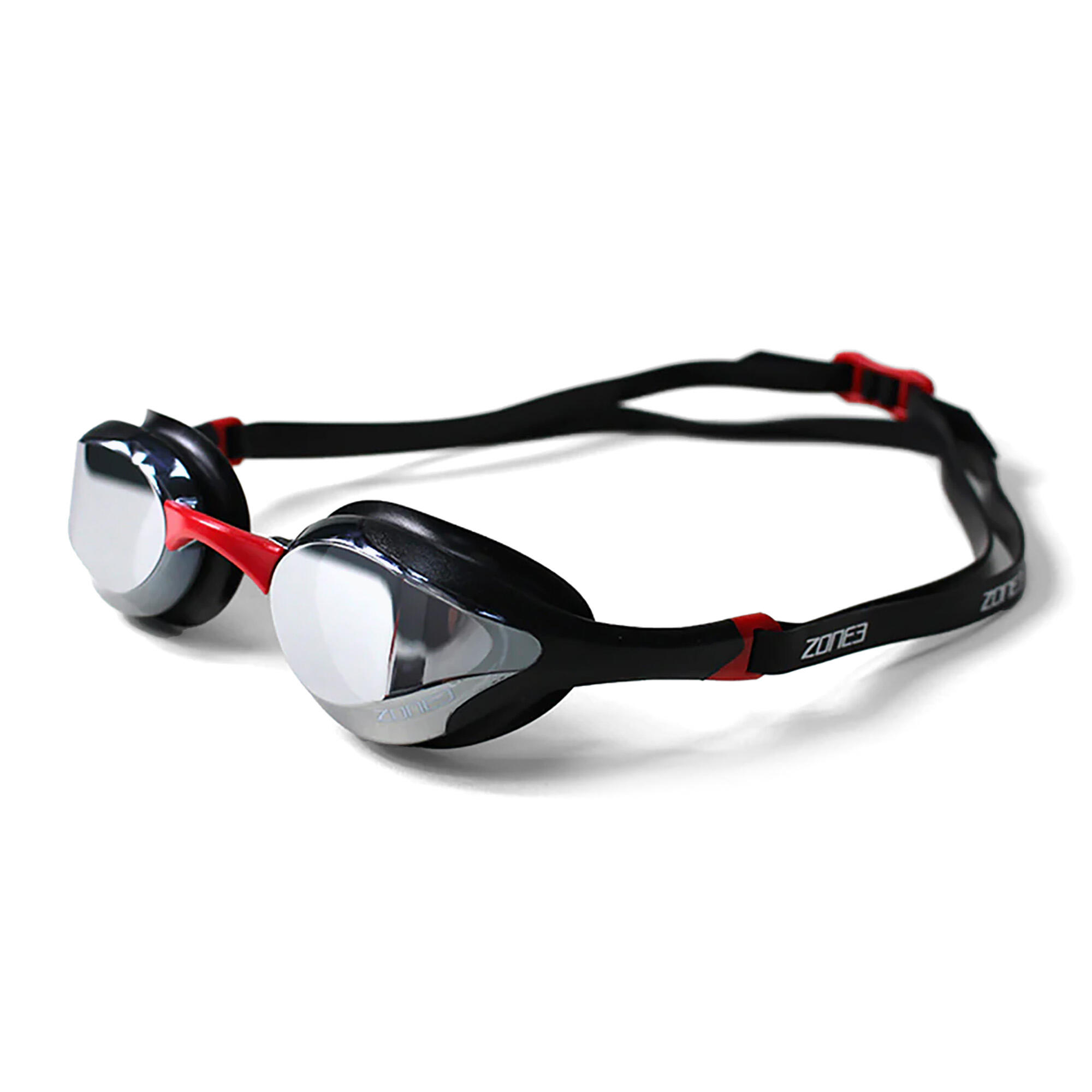 Volare Streamline Racing Swim Goggles / CLEAR LENS Adult BLACK/RED