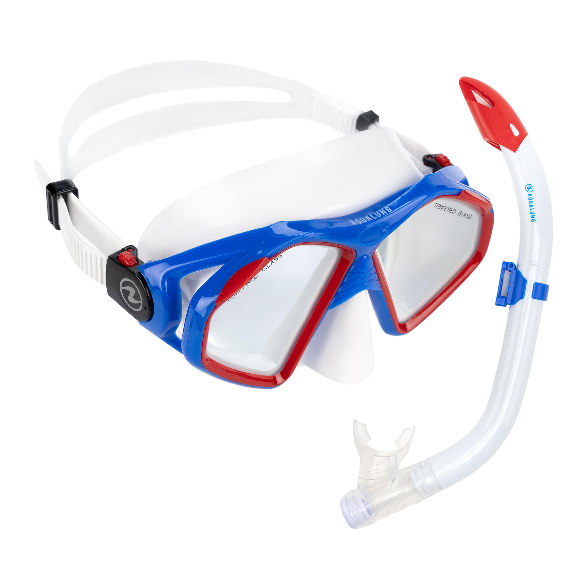 Aqualung - Ensemble De Plongée Aqualung Hawkeye Combo Masque + Tuba - Kit De Snorkeling - Bleu|rouge - Taille Unique - Decathlon