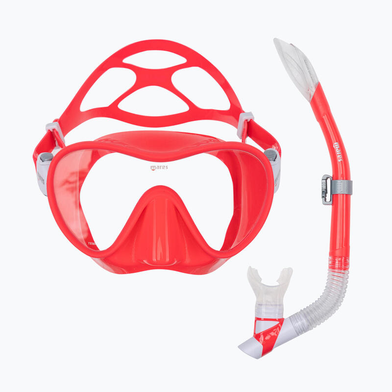 Conjunto Máscara e Tubo de Snorkeling Combo Tropical Adulto Cor de Rosa