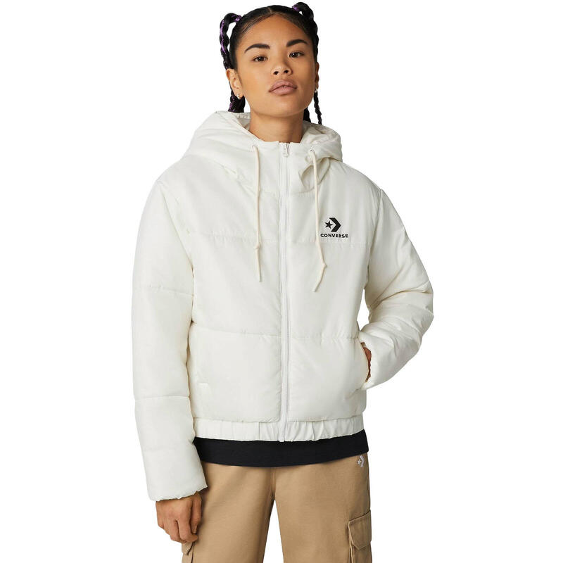 Chaqueta Converse Synthetic Short Puffer, Blanco, Mujer