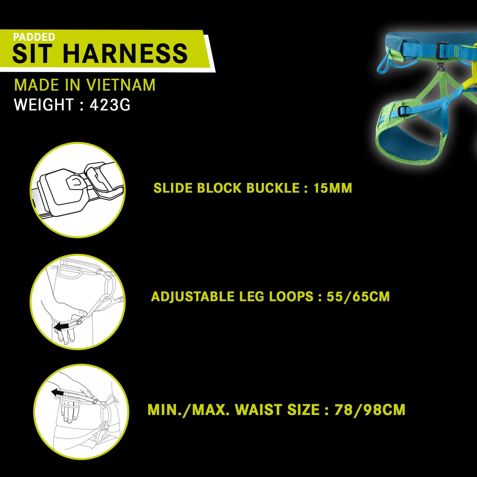 Jay Moveable Padding Sit Harness With Adjustable Loops & Center Fit Construction - Large -  2