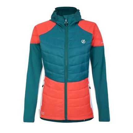 Culmination" Hybridjacke Wattiert für Damen Glücksgrün/Neon-Pfirsichfarben/Weiß