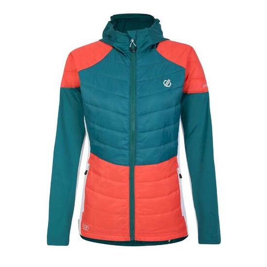 Culmination" Hybridjacke Wattiert für Damen Glücksgrün/Neon-Pfirsichfarben/Weiß