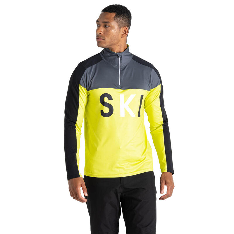 Heren Ski Core Stretch Basislaag Top (Neon Lente/Ebbenhout Grijs)