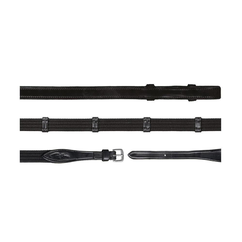 Leather and fabric reins for horse with 9 stops (Without Stopper) Dy'on 5/8