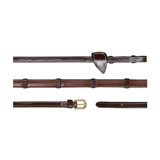 Rênes pour cheval en caoutchouc avec 7 arretoirs Dy'on 1/2