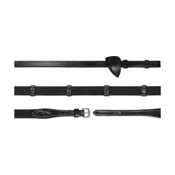 Rênes pour cheval en cuir et tissu avec 9 arretoirs Dy’on 5/8