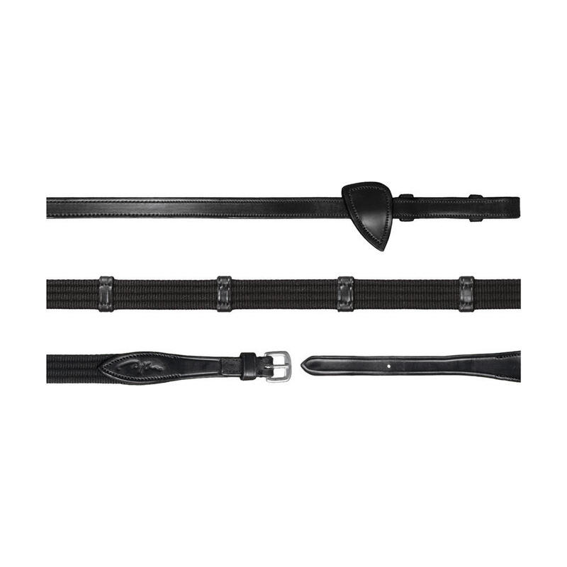 Dy'on 5/8" Webband Teugels Met 9 Leren Passanten Zwart -