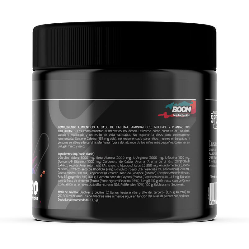 Pre Entreno BOOM Sport Live - Mejora rendimiento deportivo - Sabor Limón - 300gr