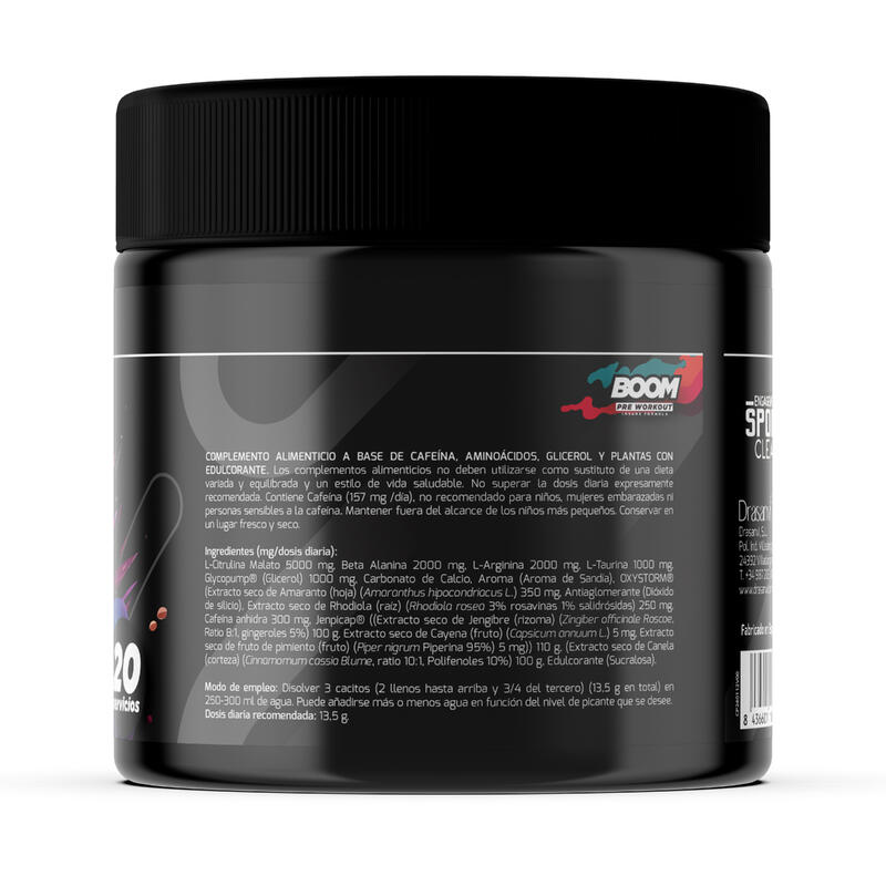 Pre Entreno BOOM Sport Live - Mejora rendimiento deportivo - Sabor Sandía - 300g